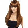 Peluca Cleo Larga Castaña.Lisa con Flequillo.