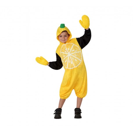 Disfraz de limón,con gorro y manoplas.Talla 5-6