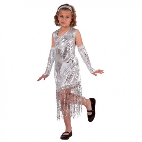 Disfraz de Charlestón plata .Talla 10-12