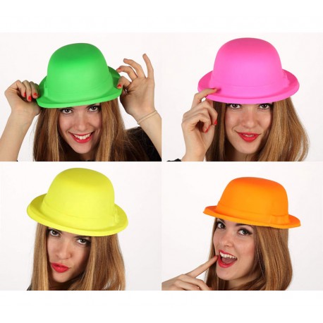 Sombrero Bombín Fluorescente 4 colores surtidos