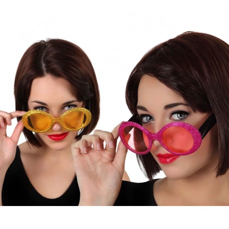 Gafas de pasta Purpurina.años 60, colores.