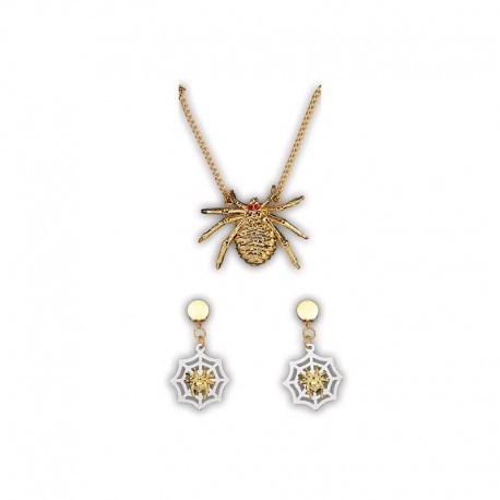 Collar y Pendientes de Araña.Dorado.