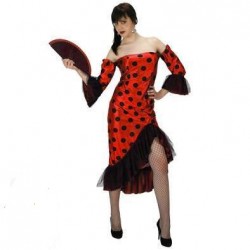 Disfraz de Bailarina Española Rojo con lunares Negro.t-M-L