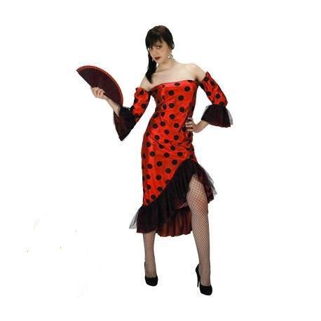 Disfraz de Bailarina Española Rojo con lunares Negro.t-M-L