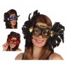 Antifaz Veneciano con Ribetes Dorados y Plumas