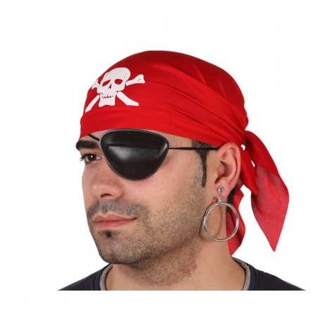 Set Pirata. Pañuelo rojo, parche y pendiente