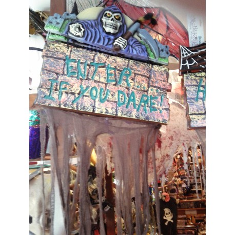 Letrero de Muerte"ENTER IF YOU DARE!" ,pvc,colgar