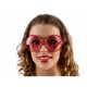 Gafas de Sol Años 60 Rosa purpurina y cristal .15 x 7 cm