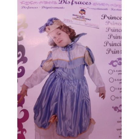 Disfraz de Princesa Azul.Talla 3-4