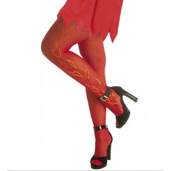 Medias-Panty rojas con llamas de fuego.Talla unica