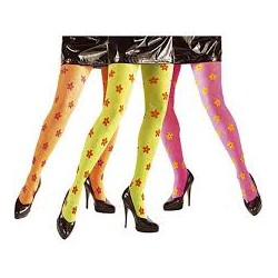 Medias-Panty amarilla con flor.Talla unica