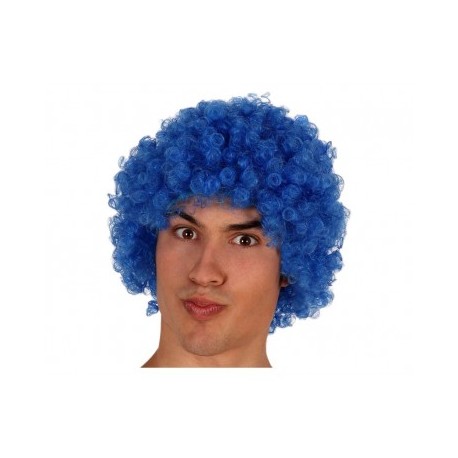 Peluca de Rizos. Azul.Payaso