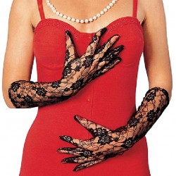 Par de guantes Encaje blancos 36 cm.