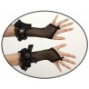 Guantes de Rejilla,con puntilla y una calavera ,Negro.36cm