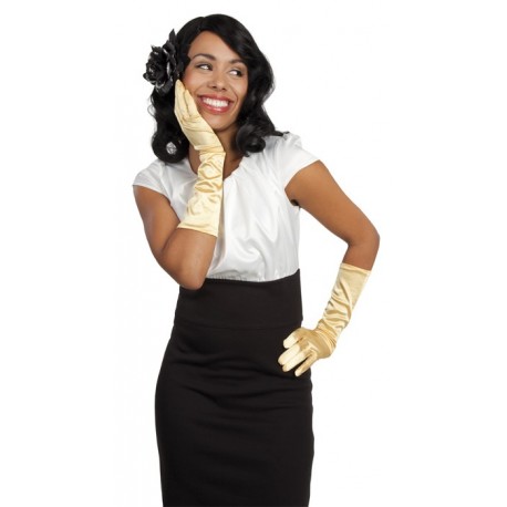 Guantes largo de color dorado,45cm.