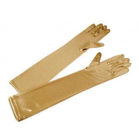 Guantes largo de color dorado,44cm.