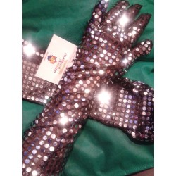 Guantes lentejuelas Plata y Negro .40 cm