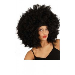 Peluca años 60,Rizos negra