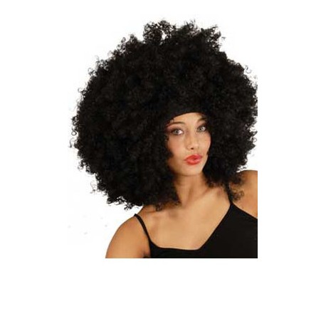 Peluca años 60,Rizos negra