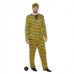 Disfraz de Preso a  rayas negro y amarillo. Talla unica