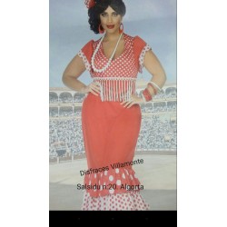 Disfraz Flamenca-Sevillana,Rojo.Talla XL