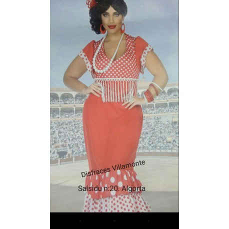 Disfraz Flamenca-Sevillana,Rojo.Talla XL