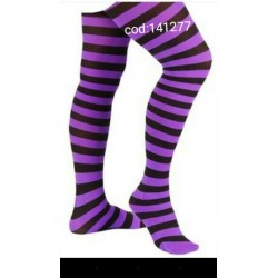Medias-Panty,Infantil-Niña o Niño.  Morada rayas negras.Talla unica