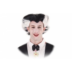 Peluca Vampiro O Dracula Negra Con Blanco.