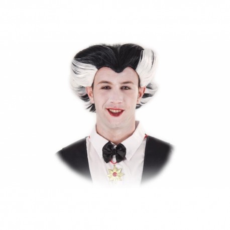 Peluca Vampiro O Dracula Negra Con Blanco.