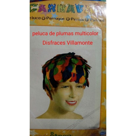 Peluca de Plumas,multicolor corta