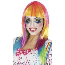 Peluca con flequillo Multicolor.