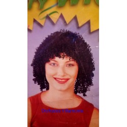 Peluca corta rizitos, flequillo y corta ,Castaña