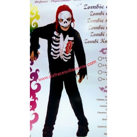Disfraz Zombie esquelético,talla 10-12-Halloween
