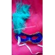 Antifaz Azul con pluma verde