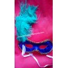 Antifaz Azul con pluma verde