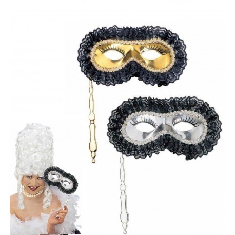 Antifaz Veneciano con palo para Carnaval Color Dorado