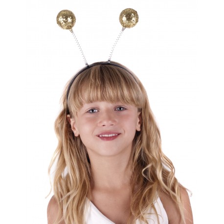 Antenas de Bolas purpurina oro