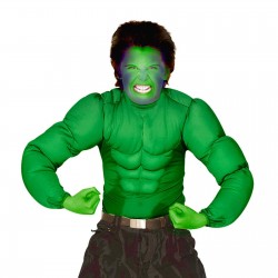 Camiseta músculos para  Hulk o La Masa,color Verde .talla 11-13
