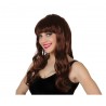 .Peluca Melena con Flequillo ,Marron.Ondulada