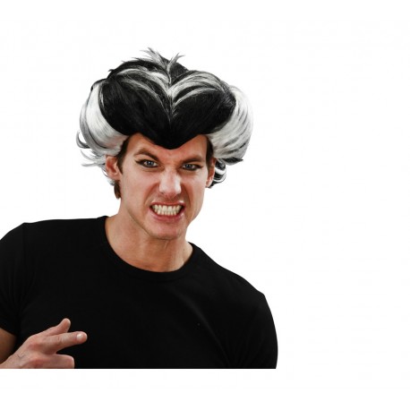 Peluca Vampiro Negra Con Blanco.