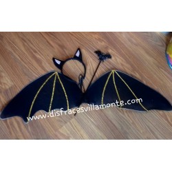 Alas Murciélago,con purpurina dorada