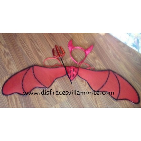 Alas rojas demonio-a,con tridente y cuernos