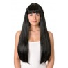 Peluca Larga Negra.Lisa con Flequillo.