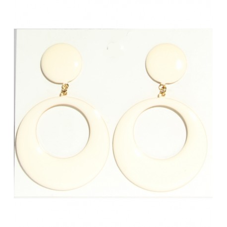 Pendientes blanco de Sevillana, Flamenca, Cordobesa, Gitana-4 cm 