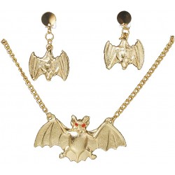 Set collar murciélagos y pendientes,Dorado