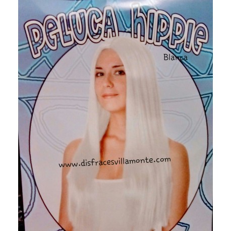 Peluca Hippie Blanca, Lisa Larga.
