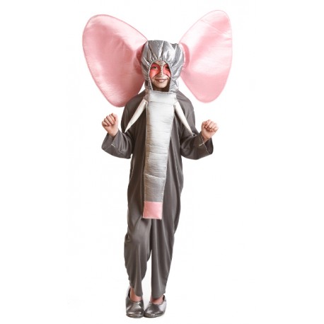 Disfraz de elefante con capucha ,Animales-Unisex..talla 6-7