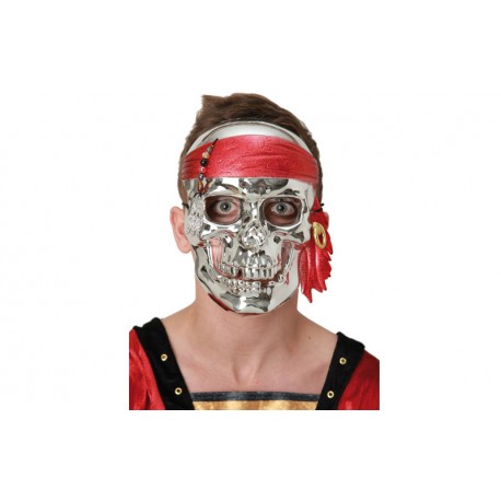 Careta Calavera Metálica. Plateada21 x 15 cm. 