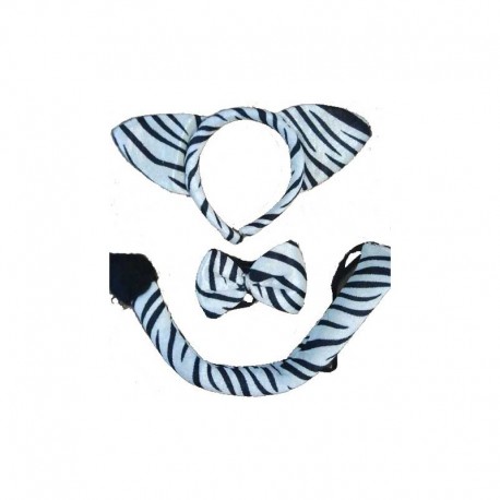 Set de cebra. Orejas,cola y pajarita.