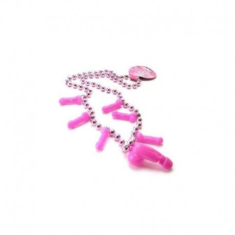 Collar perlas rosa con  pito.Despedidas 